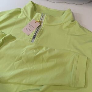 Peter Millar Sport Perth Melange Stretch Quarter 1/4 Zip Pullover Lime XXL‎ NWT